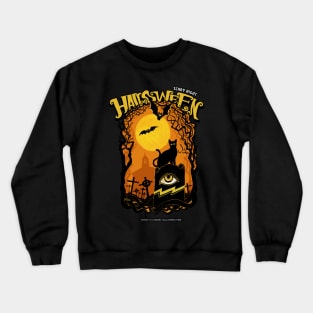 halloween scary nigth black cat Crewneck Sweatshirt